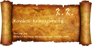 Kovács Kreszcencia névjegykártya